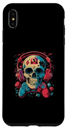 Hülle für iPhone XS Max Skull Skelett Kopfhörer Gaming Gamer Videospiel Bunt von Skull Skeleton Gaming Gamer Video Game 18