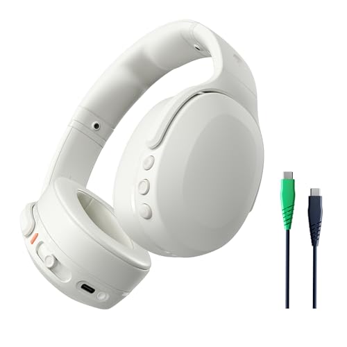 Skullcandy Crusher Evo Over-Ear Wireless-Kopfhörer mit Sensory Bass, 40 Std. Akkulaufzeit, Extra Charging Cable, Mikro, kompatibel mit iPhone, Android und Bluetooth-Geräten, Bone von Skullcandy