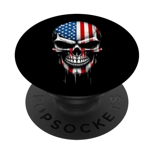 Totenköpfe Amerika USA 4. Juli Flagge Halloween Männer Frauen PopSockets Klebender PopGrip von SkullsAxis1