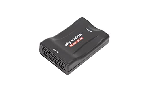 Sky Vision SCART auf HDMI Konverter, SCART Wandler, SCART zu HDMI Adapter, PAL und NTSC Unterstützung, 720P / 1080P Upscaling für alte Konsolen, DVD-Player, VHS-Recorder und TV-Receiver von Sky Vision