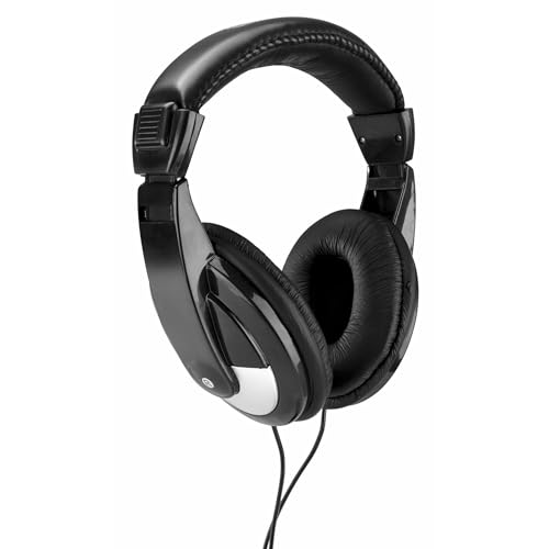 VONYX SkyTec SH120 Kopfhörer DJ Kopfhörer, Headset Over Ear Headphones, Studiokopfhörer, Audiokopfhörer, Stereo-Kopfhörer in Luxus Kunstleder Schwarz Design für alle Musiker und DJs von SkyTec