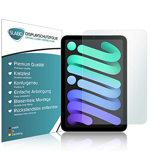 Slabo 2 x Displayschutzfolie kompatibel mit iPad Mini 8.3 (6. Generation | 2021) Wi-Fi + Cellular Displayschutz Schutzfolie Folie Crystal Clear KLAR von Slabo