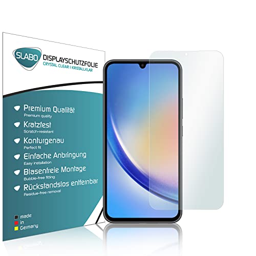 Slabo 4 x Displayschutzfolie kompatibel mit Samsung Galaxy A34 5G Displayfolie Schutzfolie Folie Zubehör Crystal Clear KLAR von Slabo