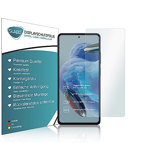 Slabo 4 x Displayschutzfolie kompatibel mit Xiaomi Redmi Note 12 Pro 5G Displayfolie Schutzfolie Folie Zubehör Crystal Clear KLAR von Slabo