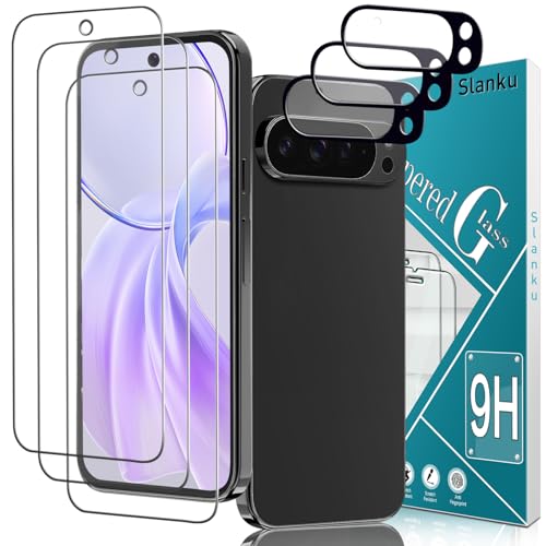 Slanku [ 3+3 Pack Schutzfolie für Google Pixel 9 Pro Schutzglas und Kameraschutz, 0.33mm Ultra-klar, Blasenfrei, Ultrabeständig, 9H Härte von Slanku