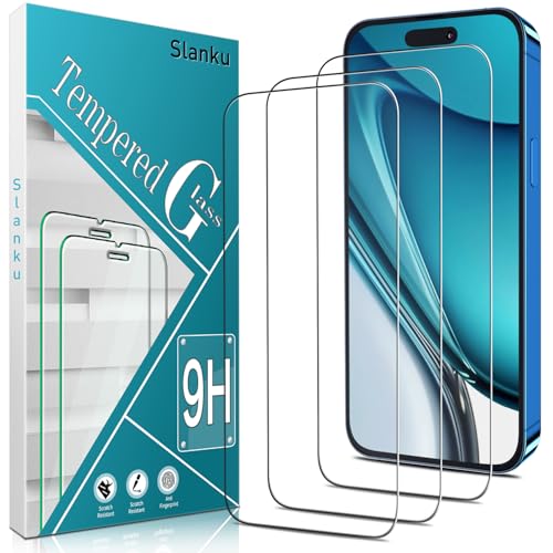 Slanku 3 Stück, Schutzglas für iPhone 16 Pro Schutzfolie, 9H Härte, HD Displayschutzfolie, 0.33mm Ultra-klar, Blasenfrei, Ultrabeständig von Slanku