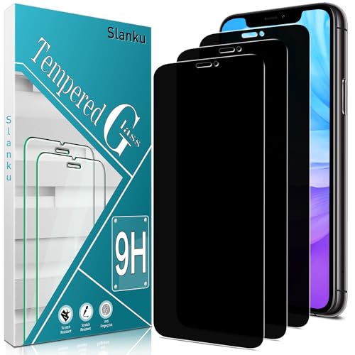 Slanku 3 Stück Sichtschutz Schutzfolie für iPhone 11 Pro, XS, X, Anti-Spy, Frei von Kratzern, 9H Härte, Blasenfrei, HD Displayschutzfolie, Ultra-klar von Slanku