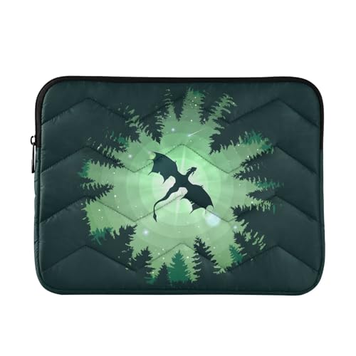 Sletend Niedliche Laptophülle 13 Zoll Wald Drache Sternenhimmel Drache Grün Laptoptasche 14 Zoll wasserdichte Computertasche für Damen Laptop Zubehör Computer Cover Tasche für Tablet Herren von Sletend