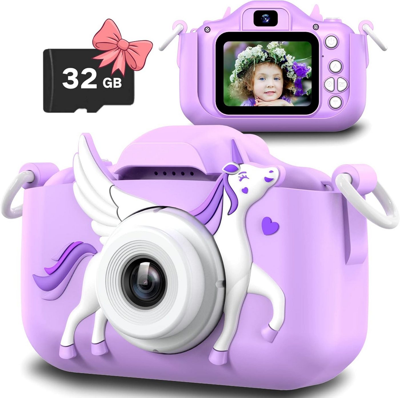 Slothcloud Kinderkamera (12 MP, 3x opt. Zoom, inkl. mit großem Speicherplatz & umweltfreundlichem Design, Kinderkamera, 1080P HD, 2,0-Zoll-Bildschirmkamera, 32 GB SD-Karte) von Slothcloud