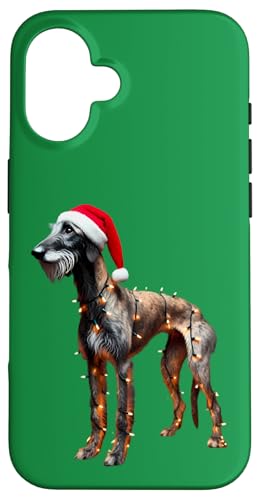 Hülle für iPhone 16 Sloughi Hund Weihnachtsmannmütze Weihnachtsbeleuchtung Besitzer Mama Papa Liebhaber von Sloughi Dog Christmas Products