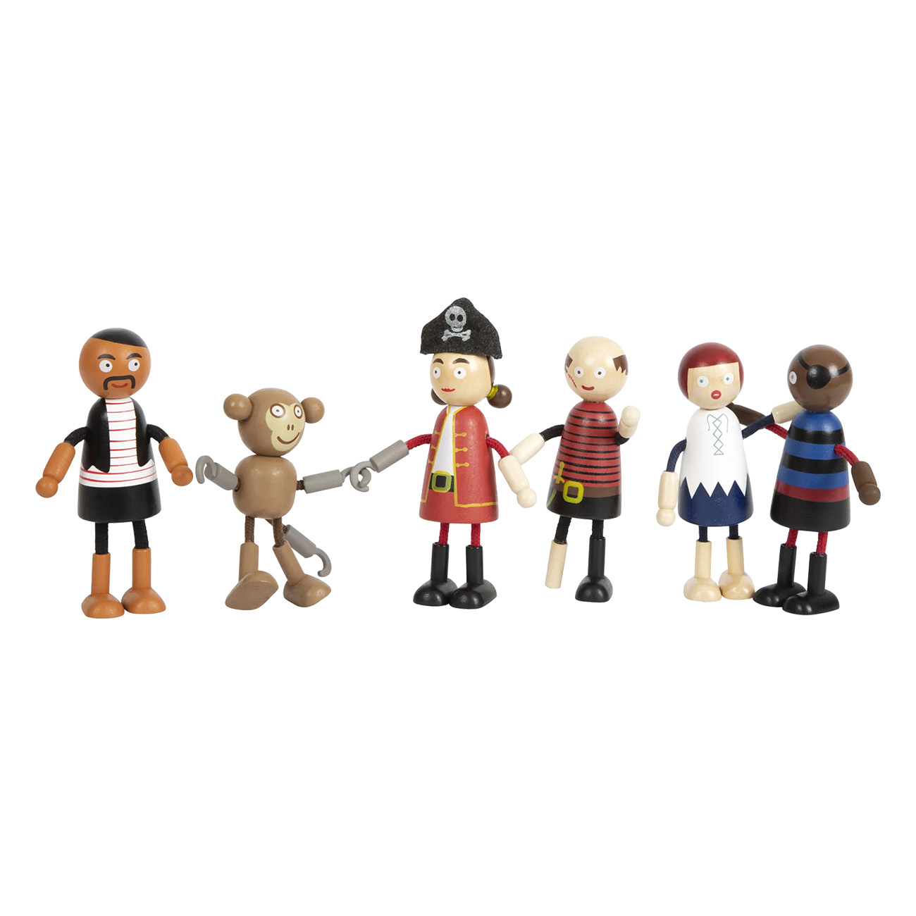 Smallfoot Biegepuppen Piraten Figuren | Spielfiguren | Material: Holz, Plastik | biegsame Arme & Beine | f?rdert Kommunikationsf?higkeiten & Fantasie von Small Foot