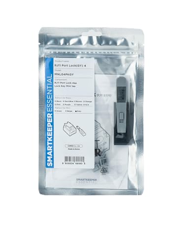 SmartKeeper ESSENTIAL / 4 x RJ11 Port Blockers mit 1 x Lock Key Mini / Grau von Smart Keeper