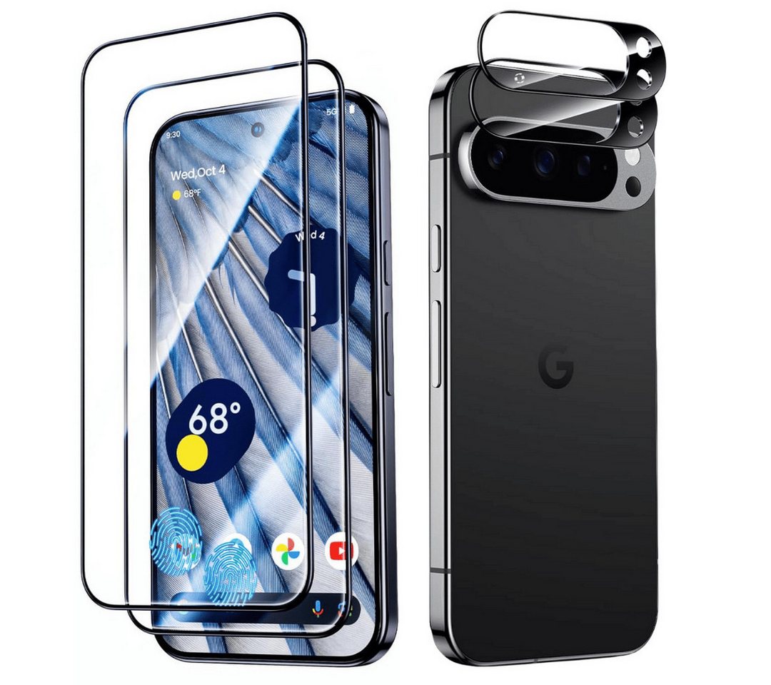 SmartUP Displayschutzglas 2X Schutzglas für Google Pixel 9 Pro Panzerfolie Display Kamera Full für Für Google Pixel 9 Pro, kompletter Rundumschutz von SmartUP