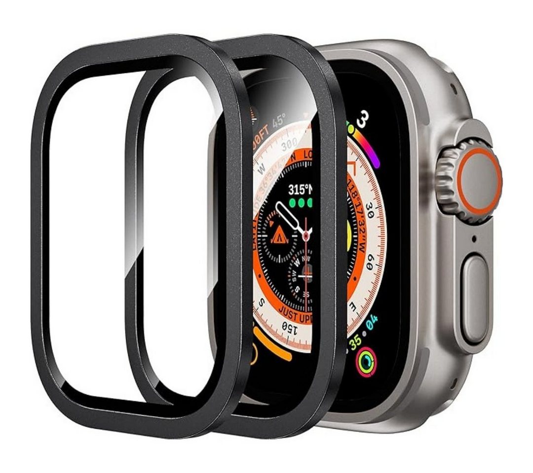 SmartUP Smartwatch-Hülle 2X Schutzglas für Apple Watch Ultra 2 / Ultra 49mm Titan Panzerfolie, Displayschutzglas von SmartUP