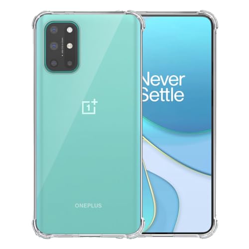 Hülle Kompatibel mit Phone Case Passend für OnePlus 8T Transparent - Stoßfest TPU Silikon Case mit Stoßkante Durchsichtig - Smartphonica von Smartphonica