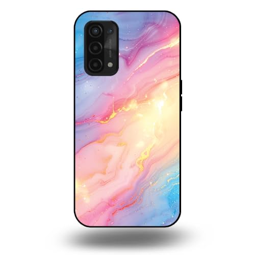 Hülle Kompatibel mit Smartphonica Handyhülle Kompatibel mit OPPO A54 5G mit Regenbogen Glitzer Marmor Druck - TPU Backcover Case Regenbogen Glitzer Marmor Design von Smartphonica