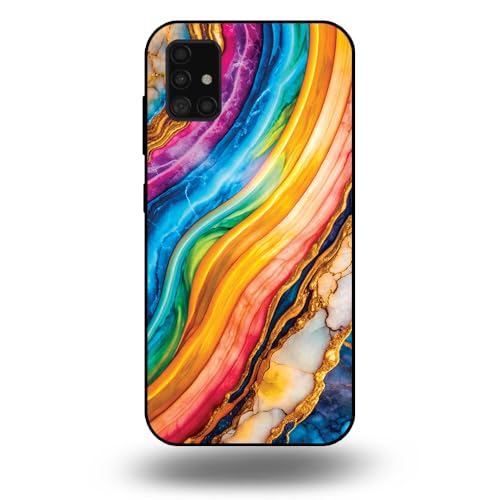 Hülle Passend für Smartphonica Handyhülle Geeignet für Samsung Galaxy A51 mit Regenbogen Gold Marmor Druck - TPU Backcover Case Rainbow Gold Marble Design von Smartphonica