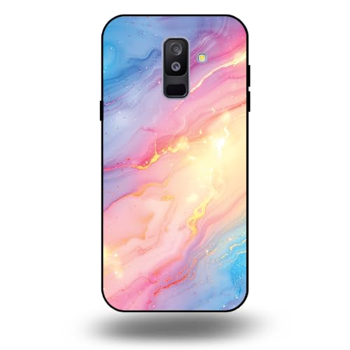 Hülle Passend für Smartphonica Handyhülle Geeignet für Samsung Galaxy A6 Plus 2018 mit Regenbogen Glitzer Marmor Druck - TPU Backcover Case Regenbogen Glitzer Marmor Design von Smartphonica