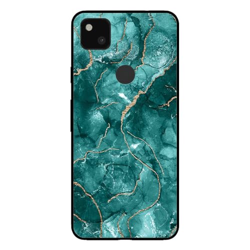 Hülle Passend für Smartphonica Handyhülle für Google Pixel 4A mit Marmor Druck - TPU Back Cover Case Marble Design - Gold Grün/Back Cover von Smartphonica