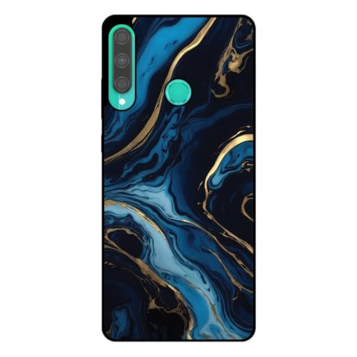 Hülle passend für Smartphonica Handyhülle Geeignet für Huawei P40 Lite E mit Marmor Druck - TPU Back Cover Case Gold Blau Marmor Design - Gold Blau von Smartphonica