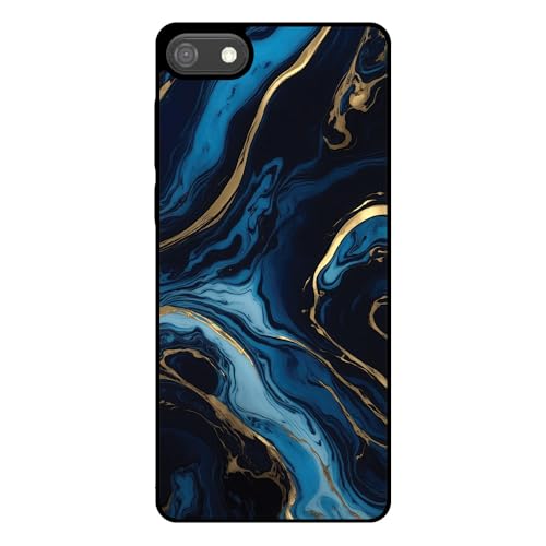 Hülle passend für Smartphonica Handyhülle Geeignet für Huawei Y5 (2018) mit Marmor Druck - TPU Back Cover Case Gold Blau Marmor Design - Gold Blau von Smartphonica