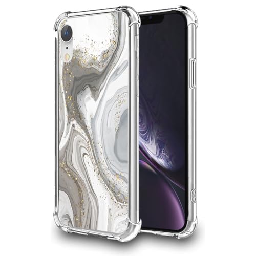 Hülle passend für Smartphonica Handyhülle Geeignet für iPhone XR mit silbernem Marmor Aufdruck - Silikon flexibel - Silikon Case mit silbernem Marmor Design für iPhone Xr - Transparent von Smartphonica