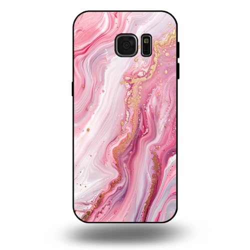 Hülle passend für Smartphonica Handyhülle passend für Samsung Galaxy S7 mit Marmor Druck - TPU Back Cover Case Marble Design - Pink/Back Cover von Smartphonica