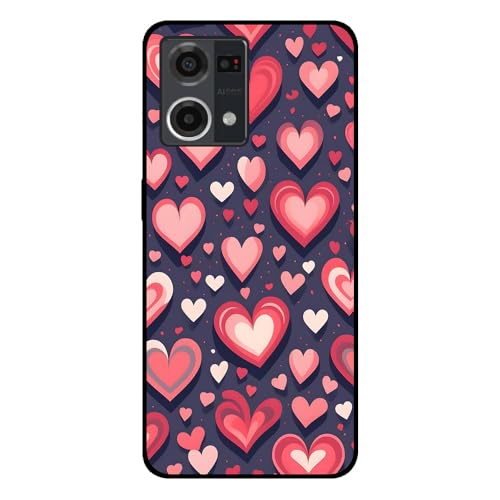 Smartphonica Handyhülle Geeignet für Oppo Reno 7 4G mit Herz Druck - TPU Backcover Case With Heart Design von Smartphonica