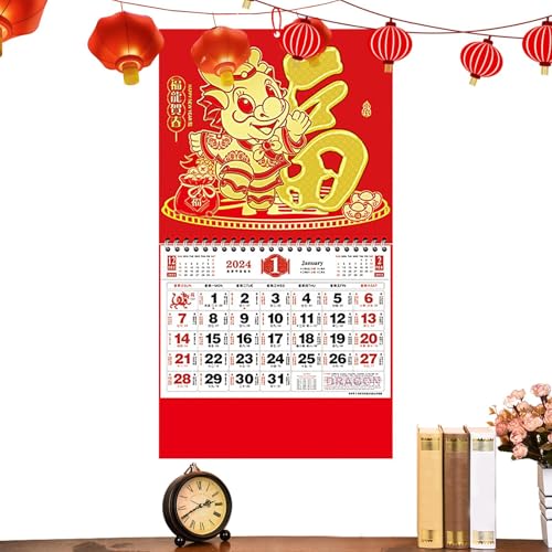 Smileshiney Chinesischer Wandkalender,Chinesischer Kalender 2025 - Traditioneller Neujahrskalender - Jahr der Schlange Wandkalender, chinesischer Mondkalender, chinesischer Mondkalender 2025 für von Smileshiney