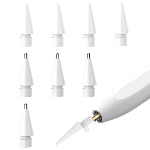 8 Stücke Anwendbar auf Apple Pencil Spitze, Stylus Pen Spitzen, Ersatzspitzen für 1. Gen / 2. Gen, Hochempfindlich, Verschleißfest, Soft & Hard, Präzise Kontrolle, Verbessertes Schreiberlebnis von Smomend