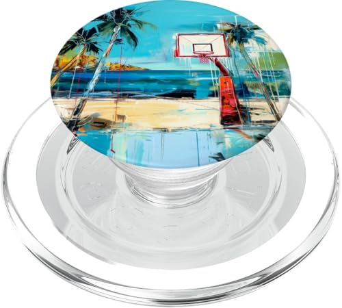 Basketballkorb Tropisches Meer Strand stylisches Street Art Design PopSockets PopGrip für MagSafe von Smooth HQ