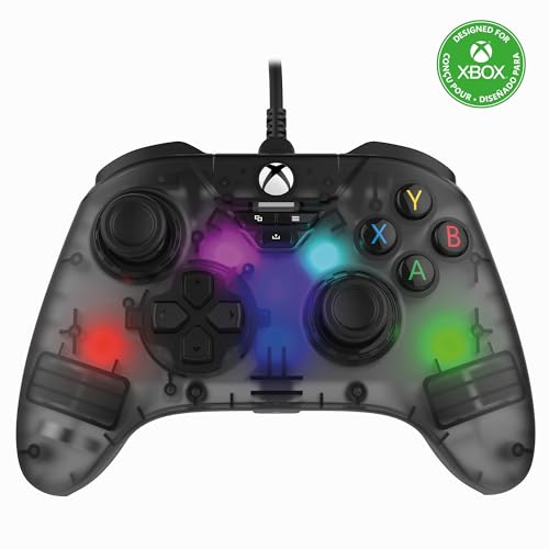Snakebyte Gamepad RGB X grau - Offiziell lizenzierter, kabelgebundener Xbox Series X|S & PC Controller, präzise Hall-Effect-Sensoren, RGB-Beleuchtung von Snakebyte