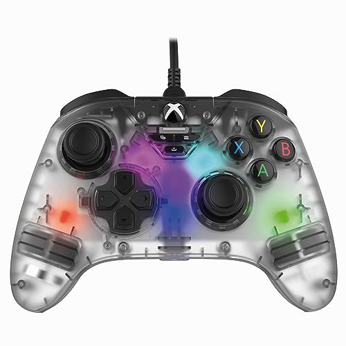 snakebyte Gamepad RGB X transparent - lizenzierter, kabelgebundener Xbox Series X|S & PC Controller, präzise Hall-Effect-Sensoren, RGB-Beleuchtung (Transparent) von Snakebyte