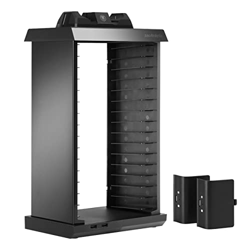 snakebyte Xbox One CHARGE:TOWER PRO - Games Tower mit Ladestationen für 2 Xbox One 4 Controller, 2 USB-Steckplätze, Platz für 15 Spiele und Blu-rays - Gaming Organizer und Charging-Station von Snakebyte