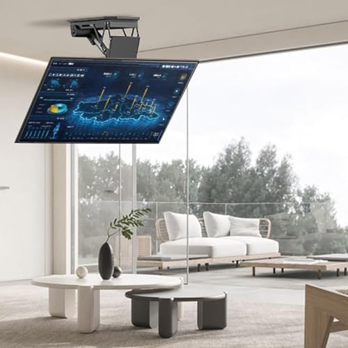 Motorisierte TV-Halterung, motorisierte TV-Halterung für 127-228 cm (50-90 Zoll) Fernseher, versteckter herunterklappbarer TV-Aufzug mit automatischem Anheben, motorisierter TV-Ständer mit von SnamicE