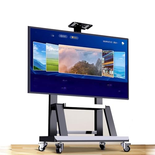 Rollbarer TV-Bodenständer – mobiler Ständer – tragbarer TV-Trolley – höhenverstellbar hoch rollender TV-Ständer auf Rollen Wagen Trolley, für 101,6–254,4 cm Flachbildschirme, Belastung 150 kg von SnamicE