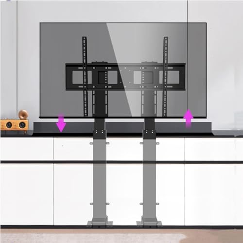 Teleskopischer elektrischer TV-Hebebügel, TV-Bodenständer, für 140-120 Zoll Fernseher, verstellbare Halterung, TV-Hebemechanismus mit Fernbedienung, Dual-Motor-Hubhub 150 cm, bis zu 130 kg von SnamicE