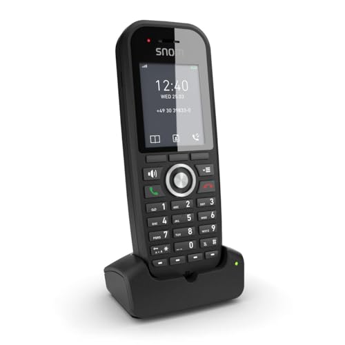 Snom M30 IP DECT Mobilteil Multizell kompatibel, Beleuchtete Tastatur.B. Halten oder Weiterleiten,22 Stunden Sprech/2 Wochen Standby-Zeit, 3 Jahre Herstellergarantie, Schwarz, 00004607 von Snom