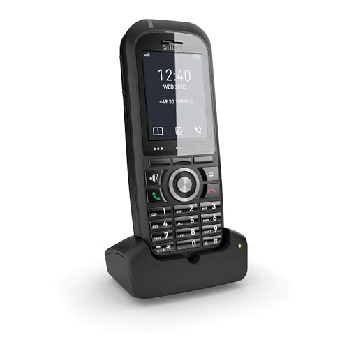 Snom M70 IP DECT Robustes Mobilteil EU / USA, VoIP, SIP, Bluetooth, HD, Alarmschlüssel, Vibration, Perfekt für den Außenbereich, Stürze von bis zu 2 Metern, Schwarz, 00004423 von Snom