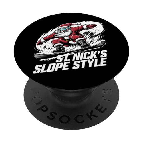 Christmas Snowboarder Santa Snowboarder ST. Nicks Style PopSockets Klebender PopGrip von Snowboard Lover Xmas Vacation Kids Men Women Tees