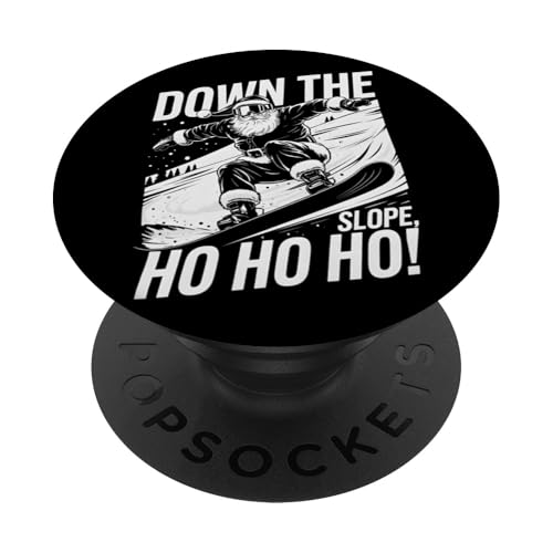 Down Slope Ho Ho Ho Weihnachten Snowboarder Santa Snowboarder PopSockets Klebender PopGrip von Snowboard Lover Xmas Vacation Kids Men Women Tees