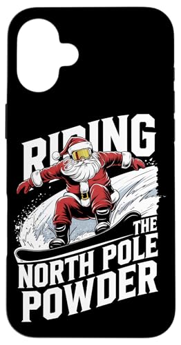 Hülle für iPhone 16 Plus North Pole Powder Christmas Snowboarder Santa Snowboarder von Snowboard Lover Xmas Vacation Kids Men Women Tees