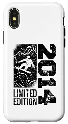 Hülle für iPhone X/XS Snowboarder Jahrgang 2014 Geburtstags Snowboarding Snowboard von Snowboard Zubehör Geschenke Shirts