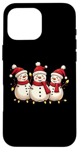 Hülle für iPhone 16 Pro Max Schneemann-Weihnachtsbeleuchtung, festlich, niedlich, Winterurlaubsszene von Snowman Holiday Cheer Collective