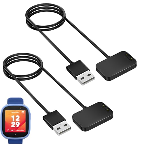 2-Stück Magnetisches Ladegerät Kompatibel mit Xplora X6 Ladekabel, Tragbares USB-Kabel Ersatz Ladestation Charging Cable für X6 Play,Schwarz & Schwarz von Snyeest