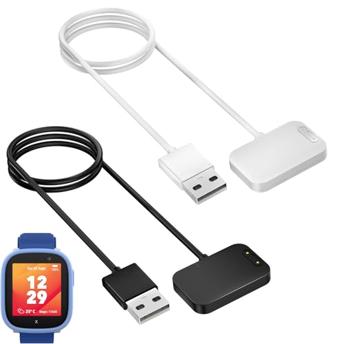 2-Stück Magnetisches Ladegerät Kompatibel mit Xplora X6 Ladekabel, Tragbares USB-Kabel Ersatz Ladestation Charging Cable für X6 Play,Schwarz & Weiß von Snyeest