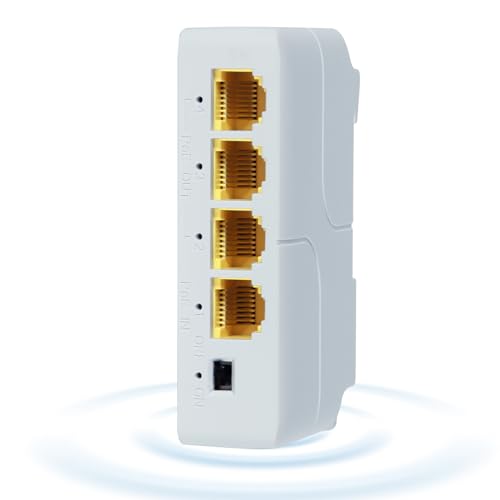 SODOLA 4-Port Gigabit PoE Extender, IEEE 802.3af/at PoE Repeater, 1000Mbit/s, 1 PoE Eingang 3 PoE Ausgänge, Plug & Play, Wand- und Din Rail Mount PoE Through Switch für Sicherheitssysteme IP-Kameras von Sodola