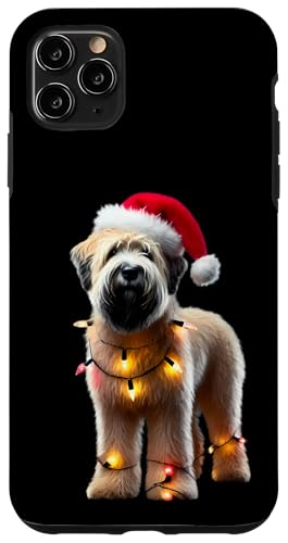 Hülle für iPhone 11 Pro Max Weizenterrier mit weicher Beschichtung, Weihnachtsmannmütze, Weihnachtsbeleuchtung von Soft Coated Wheaten Terrier Christmas Products