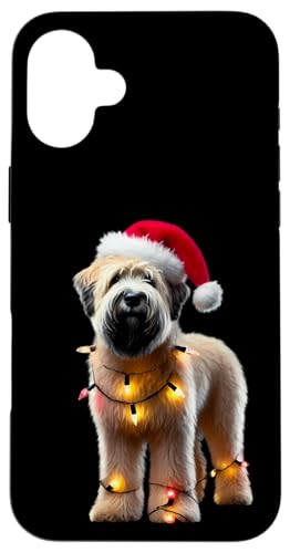 Hülle für iPhone 16 Plus Weizenterrier mit weicher Beschichtung, Weihnachtsmannmütze, Weihnachtsbeleuchtung von Soft Coated Wheaten Terrier Christmas Products