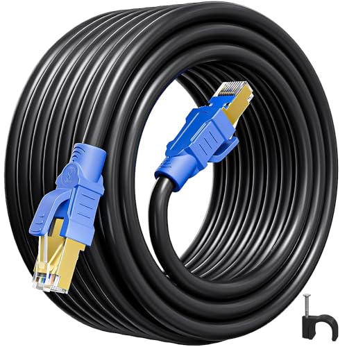 Soibke Lan Kabel 10 Meter Cat 8, Netzwerkkabel 10 Meter EthernetKabel Schwarz Internet Kabel High Speed Wifi Kabel Gigabit Patchkabel FTP RJ45 Kabel Geschirmt Wlan Kabel für Router - 40Gbps 2000MHz von Soibke